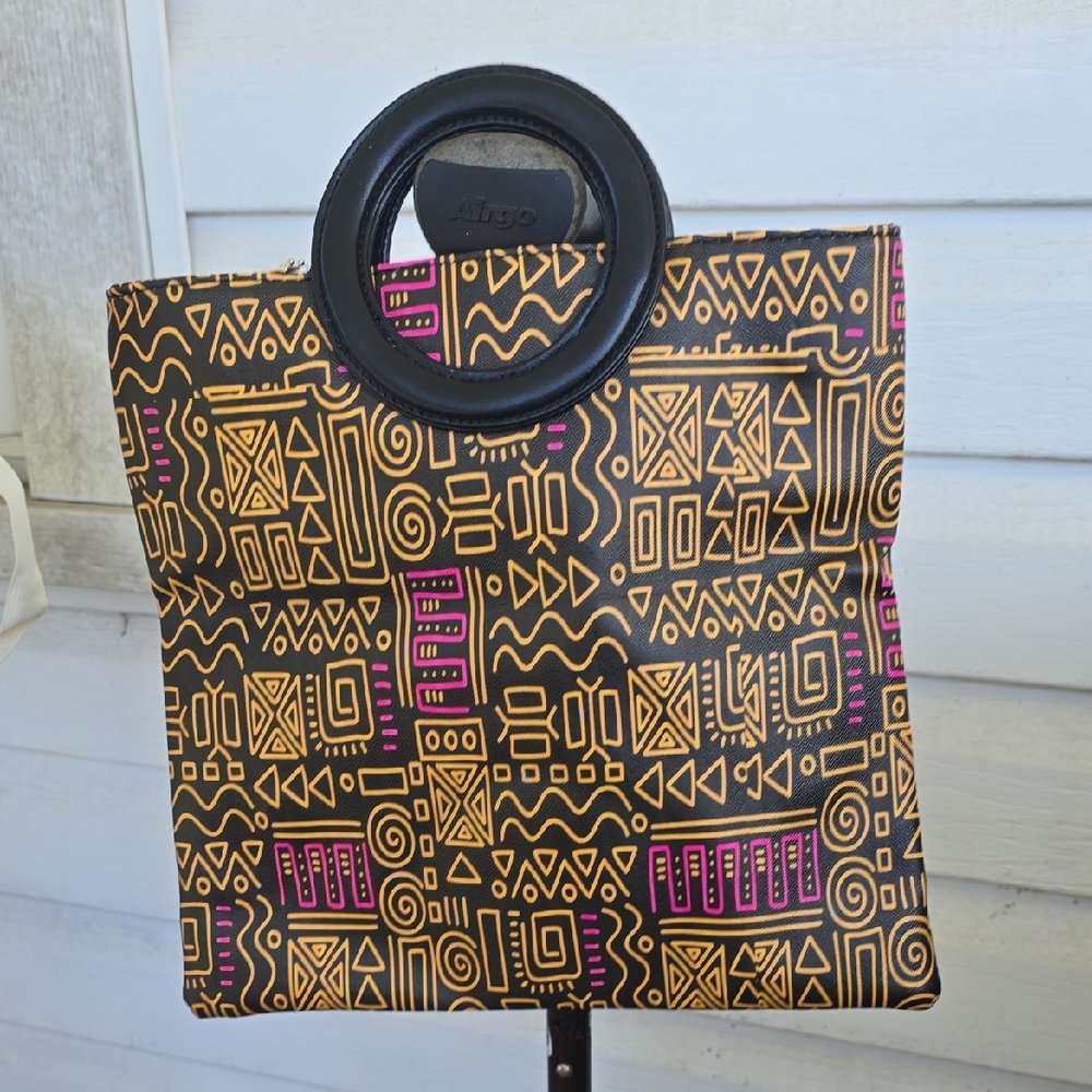 Aldo Black and Gold Geometric Tote